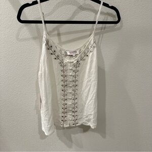 Shyanne White Camisole with Silver Embroidery